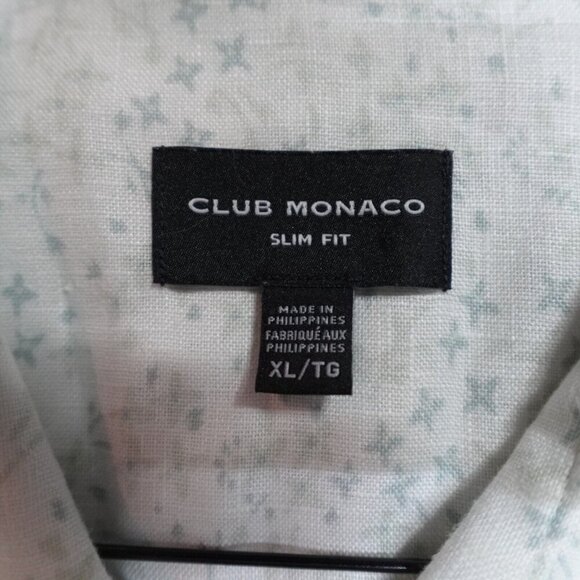 Club Monaco Shirt XL White Floral 100% Linen Button Front - Picture 3 of 9